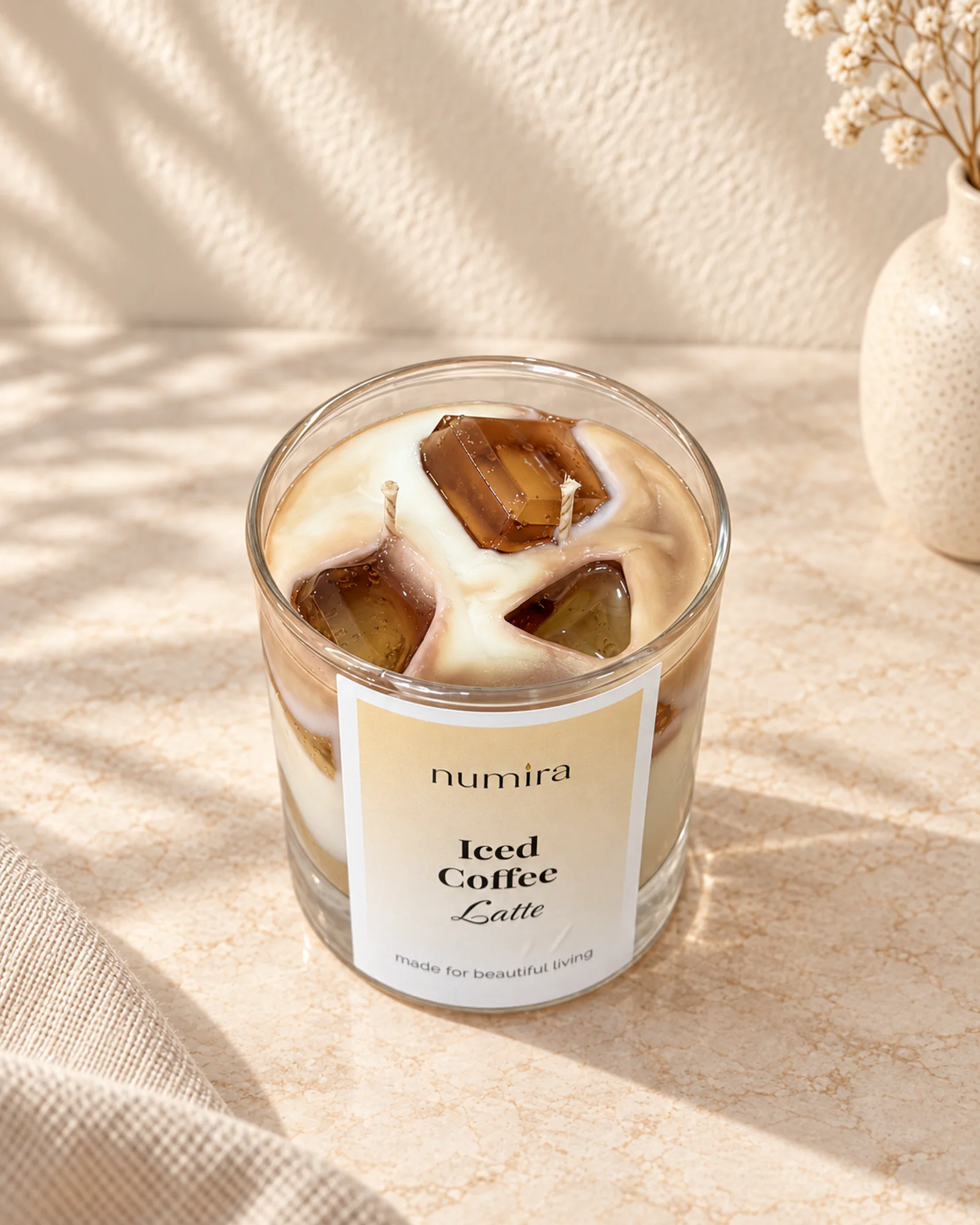 Iced Coffee Latte coffee scented candle viewed from above